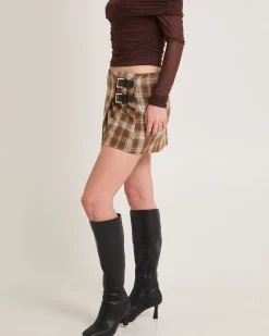 Teagan Wrap Check Mini Skirt