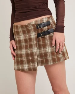 Teagan Wrap Check Mini Skirt