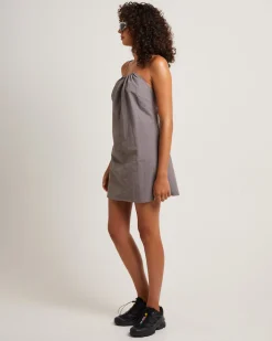 Tech Halter Neck Mini Dress in Peat