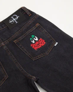 Teen Boys Wide Boy Y2K Jeans in Washed Black