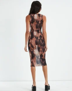 Teena Multi Tie Front Midi Dress Multi