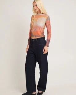 The Mesh Crop Long Sleeve Top