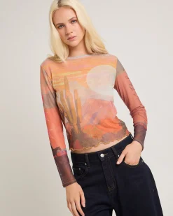 The Mesh Crop Long Sleeve Top