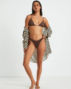 Thong Bikini Bottoms in Coffee Brown