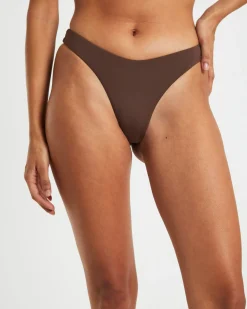 Thong Bikini Bottoms in Coffee Brown