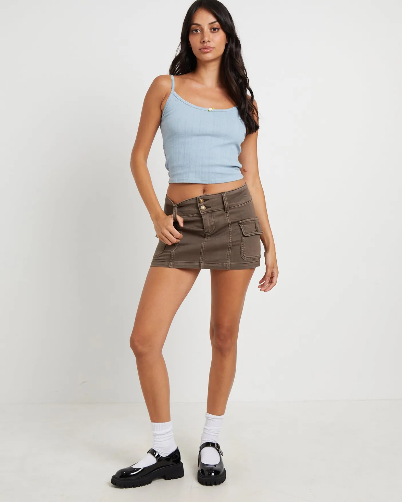 Thrills Pointelle Tank Top in Powder Blue