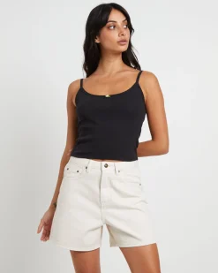 Thrills Pointelle Tank Top in Pitch Black
