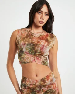 Tibby Tie Dye Gather Front Top in Assorted