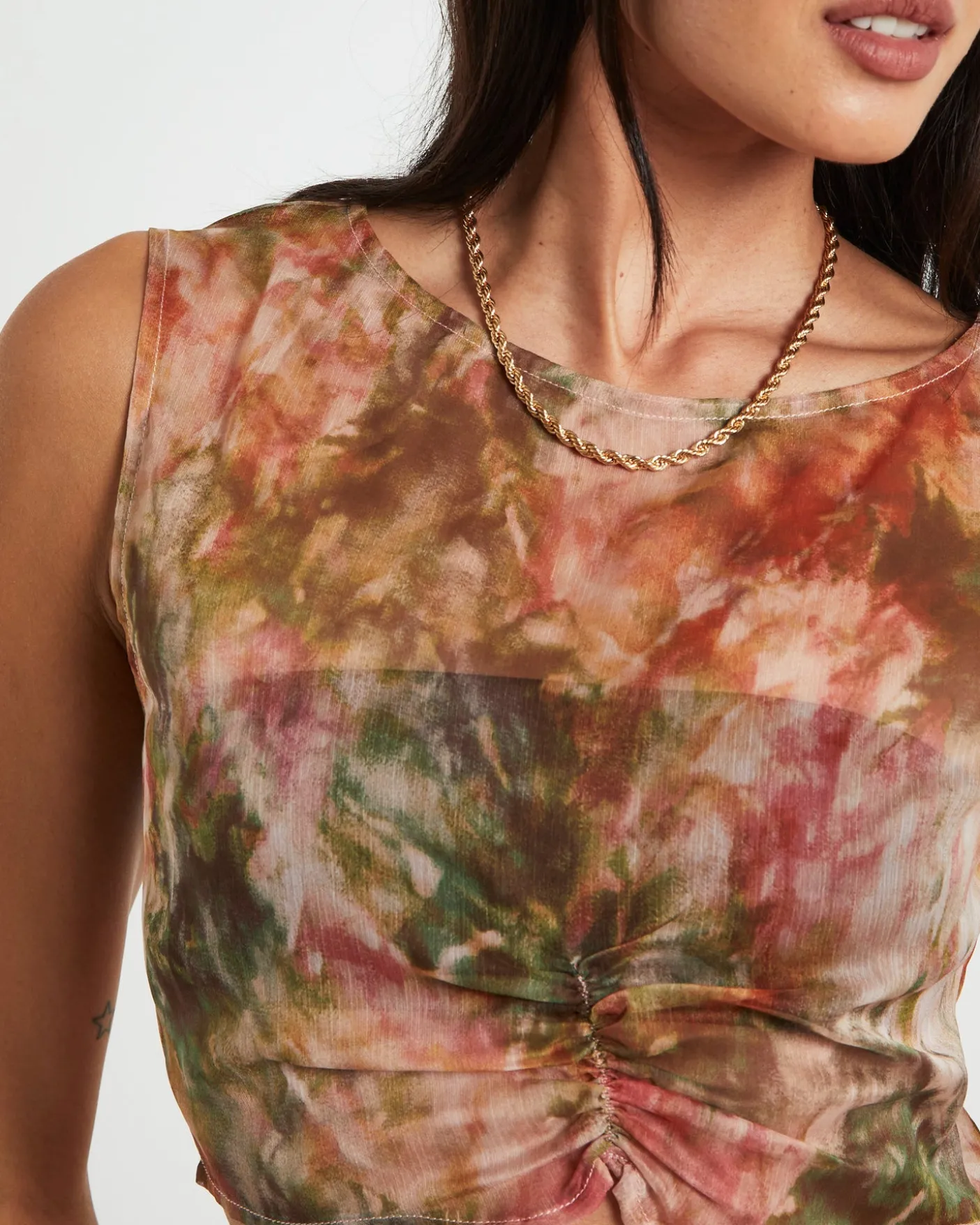 Tibby Tie Dye Gather Front Top in Assorted