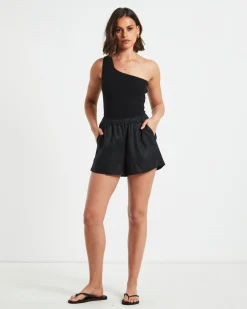 Tide Linen Shorts in Black