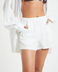 Tide Linen Shorts in White