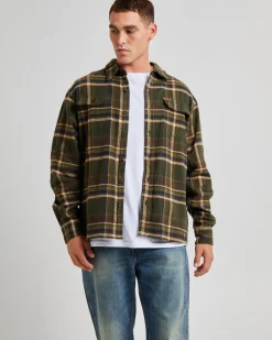 Trailer Check Long Sleeve Shirt Faded Army