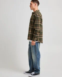 Trailer Check Long Sleeve Shirt Faded Army
