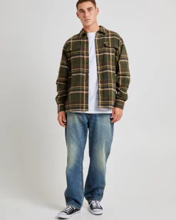 Trailer Check Long Sleeve Shirt Faded Army