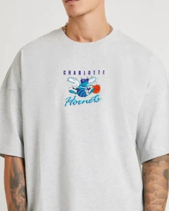 Tri Logo Hornets Oversized T-Shirt in Vintage Grey Marle