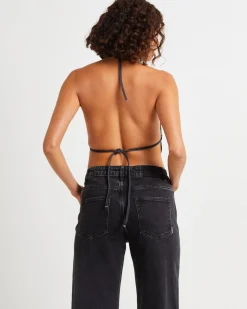 Trinity Denim Halter Top Charcoal Tint