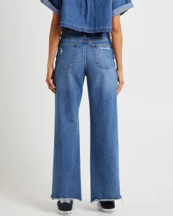 True Straight Leg Mid Waist Denim Billie Jeans