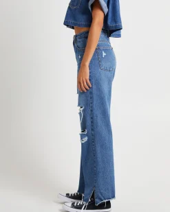True Straight Leg Mid Waist Denim Billie Jeans