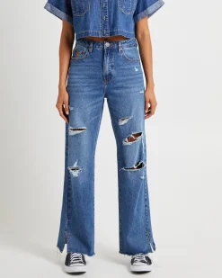 True Straight Leg Mid Waist Denim Billie Jeans
