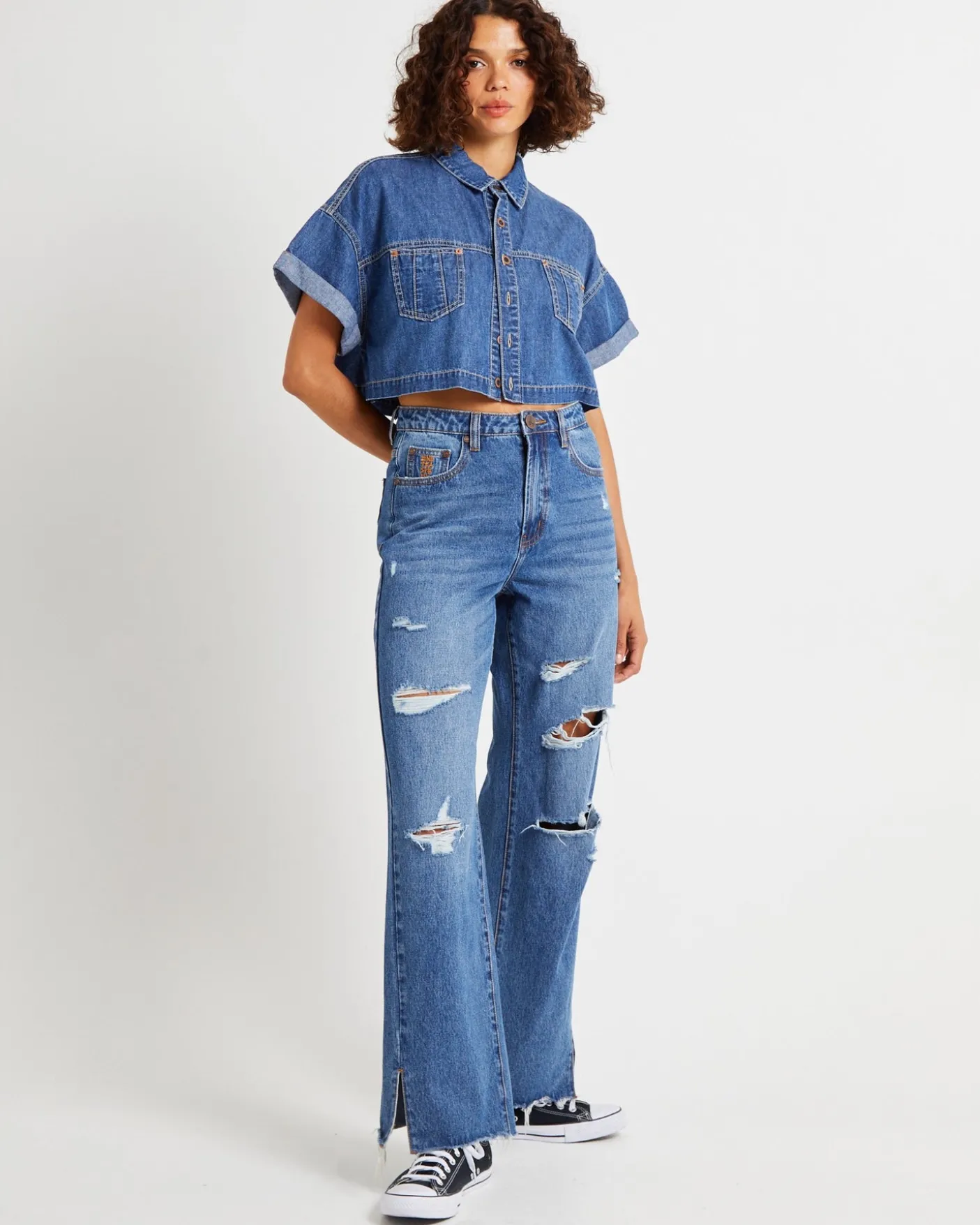 True Straight Leg Mid Waist Denim Billie Jeans