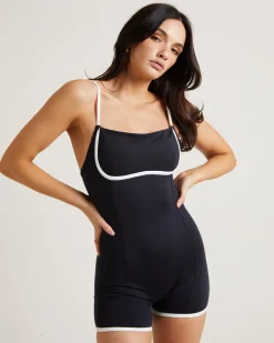 Underbust Contrast Unitard in Black/White