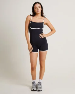 Underbust Contrast Unitard in Black/White