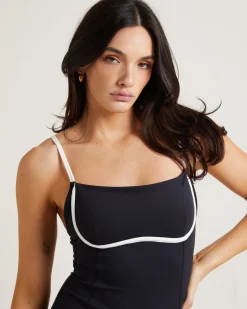 Underbust Contrast Unitard in Black/White