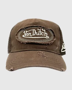 Unisex Trucker Hat Heringbone Dark Taupe
