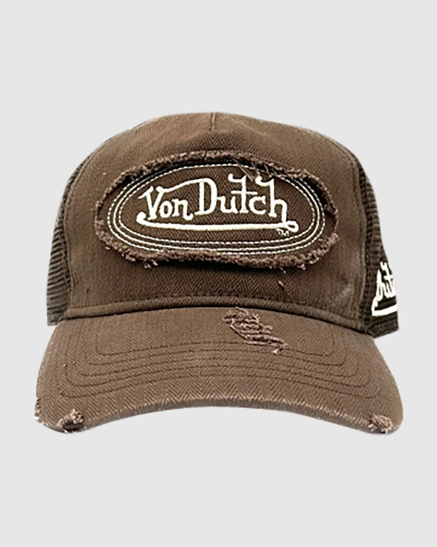 Unisex Trucker Hat Heringbone Dark Taupe