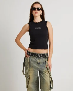 Unknown Diamonte Pointelle Tank Top