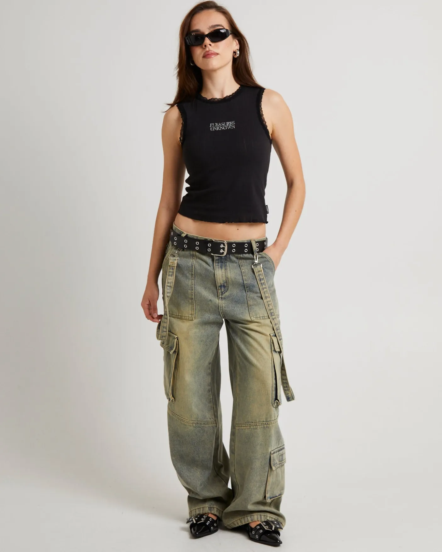 Unknown Diamonte Pointelle Tank Top