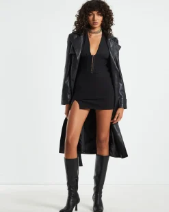 Valery Hook Front Corset Mini Dress in Black