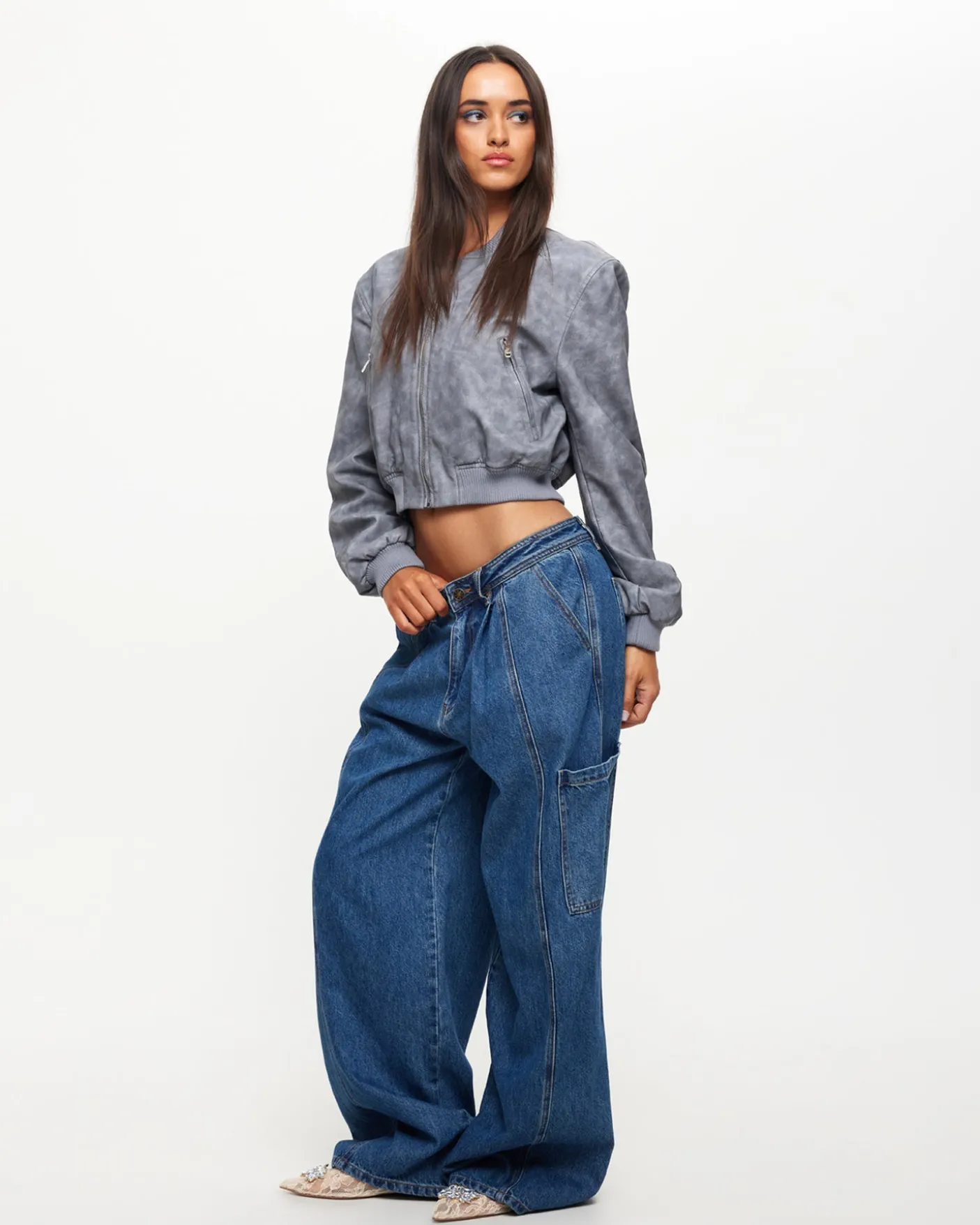 Veneda Baggy Denim Jeans in Bue
