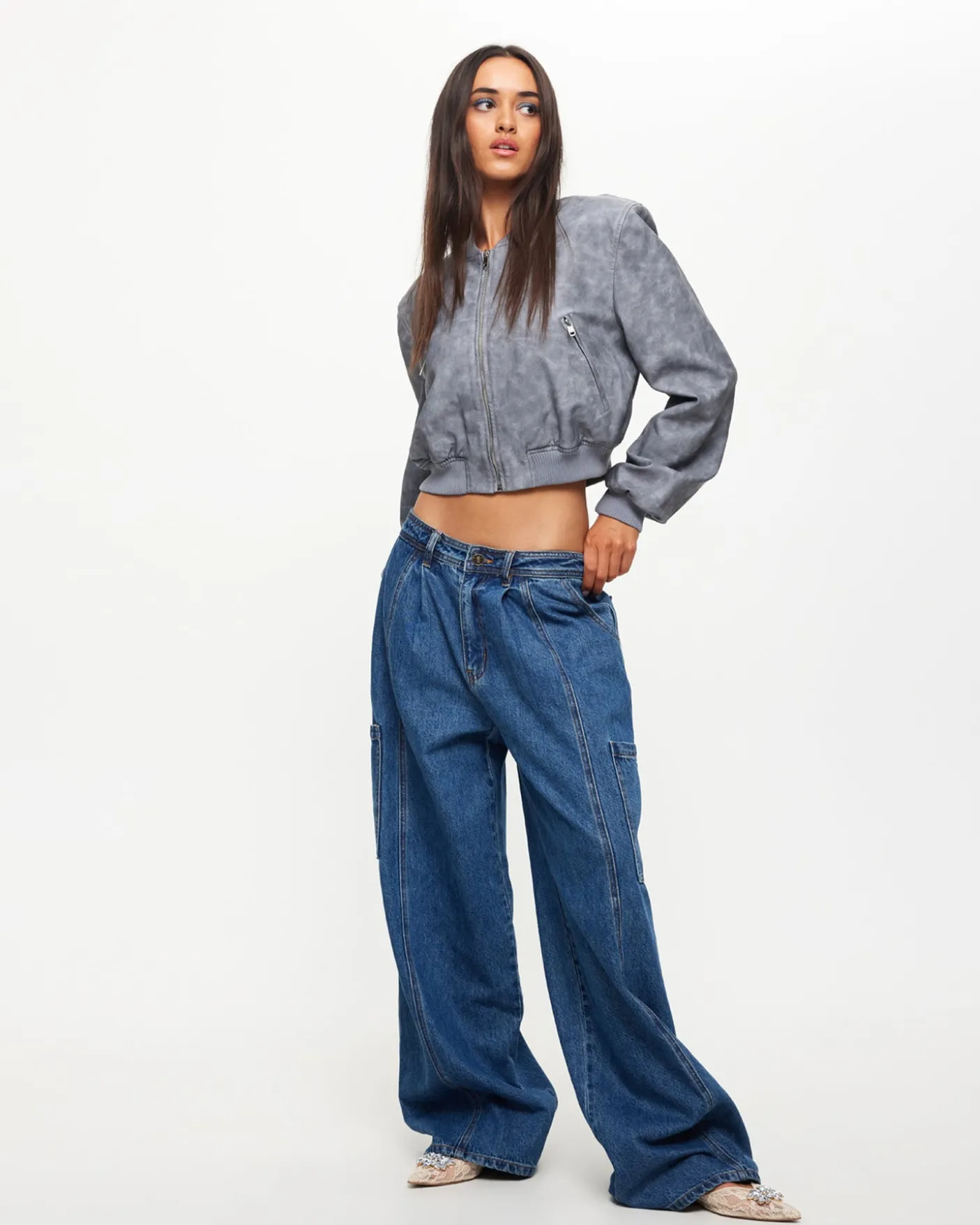 Veneda Baggy Denim Jeans in Bue