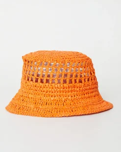 Vista Straw Bucket Hat in Orange