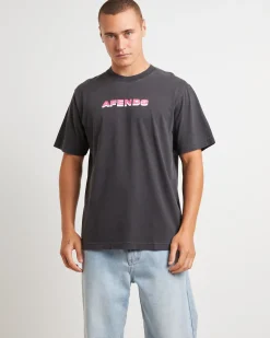 Volcanic Times Recycled Retro Fit T-Shirt in Stone Black