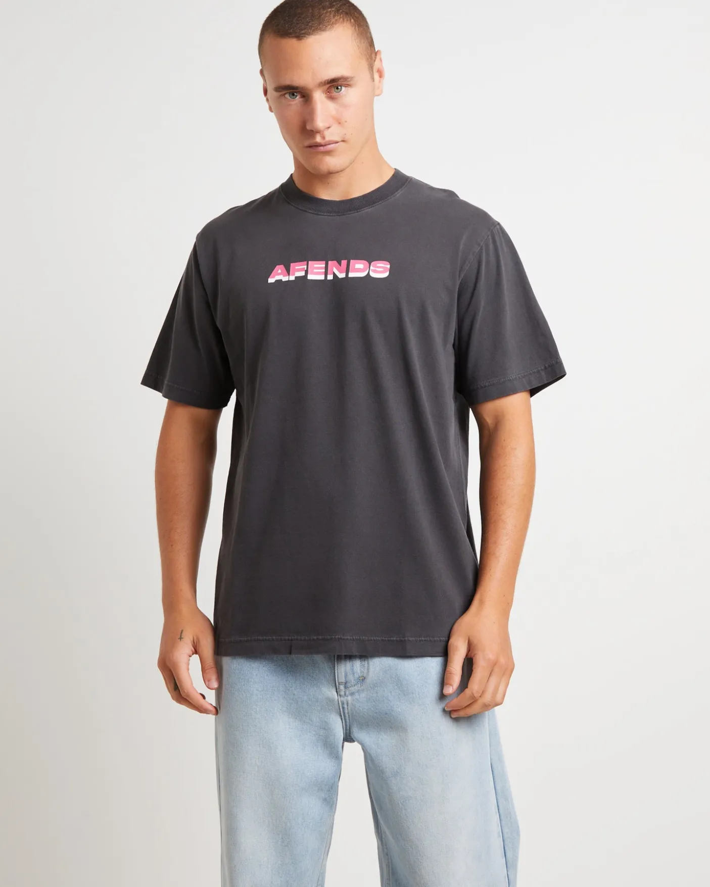 Volcanic Times Recycled Retro Fit T-Shirt in Stone Black