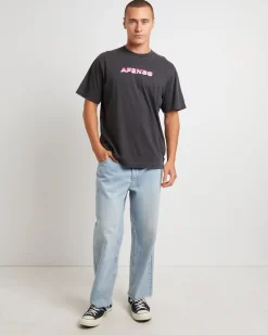 Volcanic Times Recycled Retro Fit T-Shirt in Stone Black