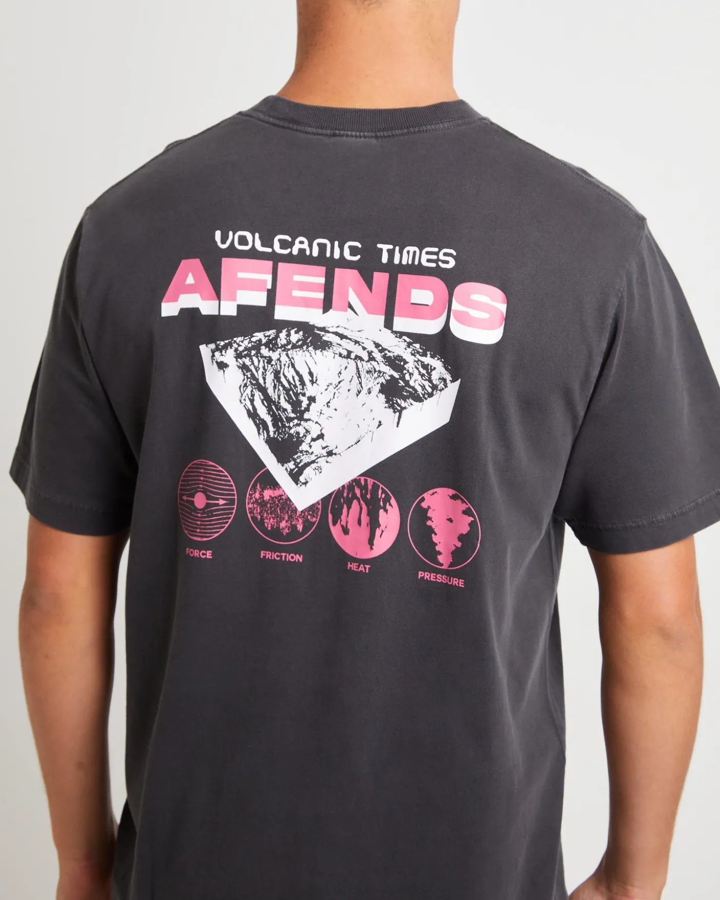 Volcanic Times Recycled Retro Fit T-Shirt in Stone Black