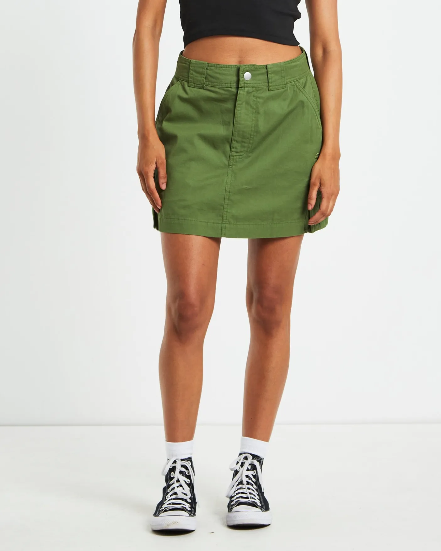 Water Pipe Cargo Mini Skirt in Khaki