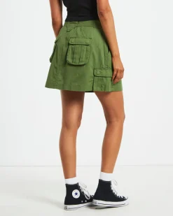 Water Pipe Cargo Mini Skirt in Khaki