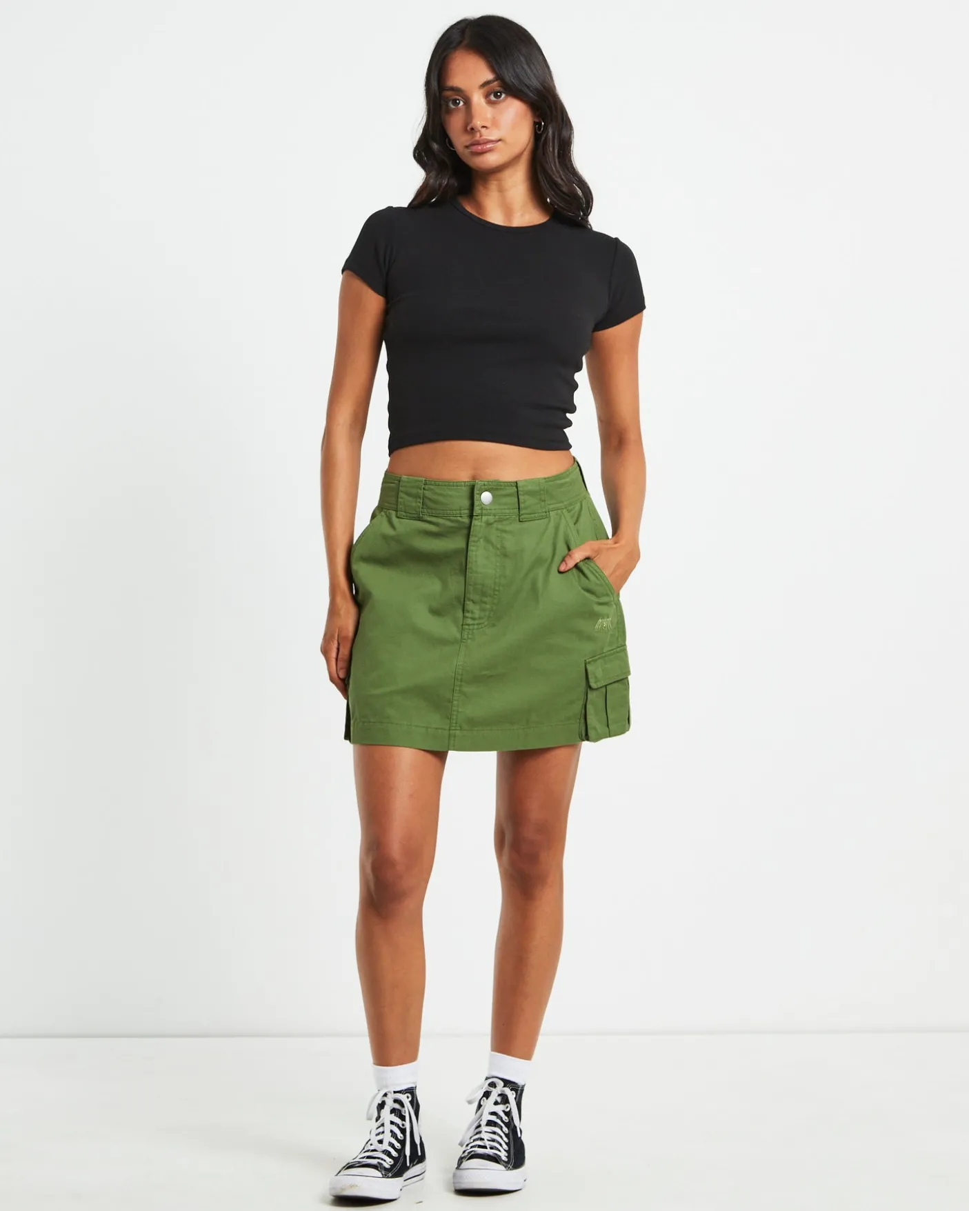 Water Pipe Cargo Mini Skirt in Khaki