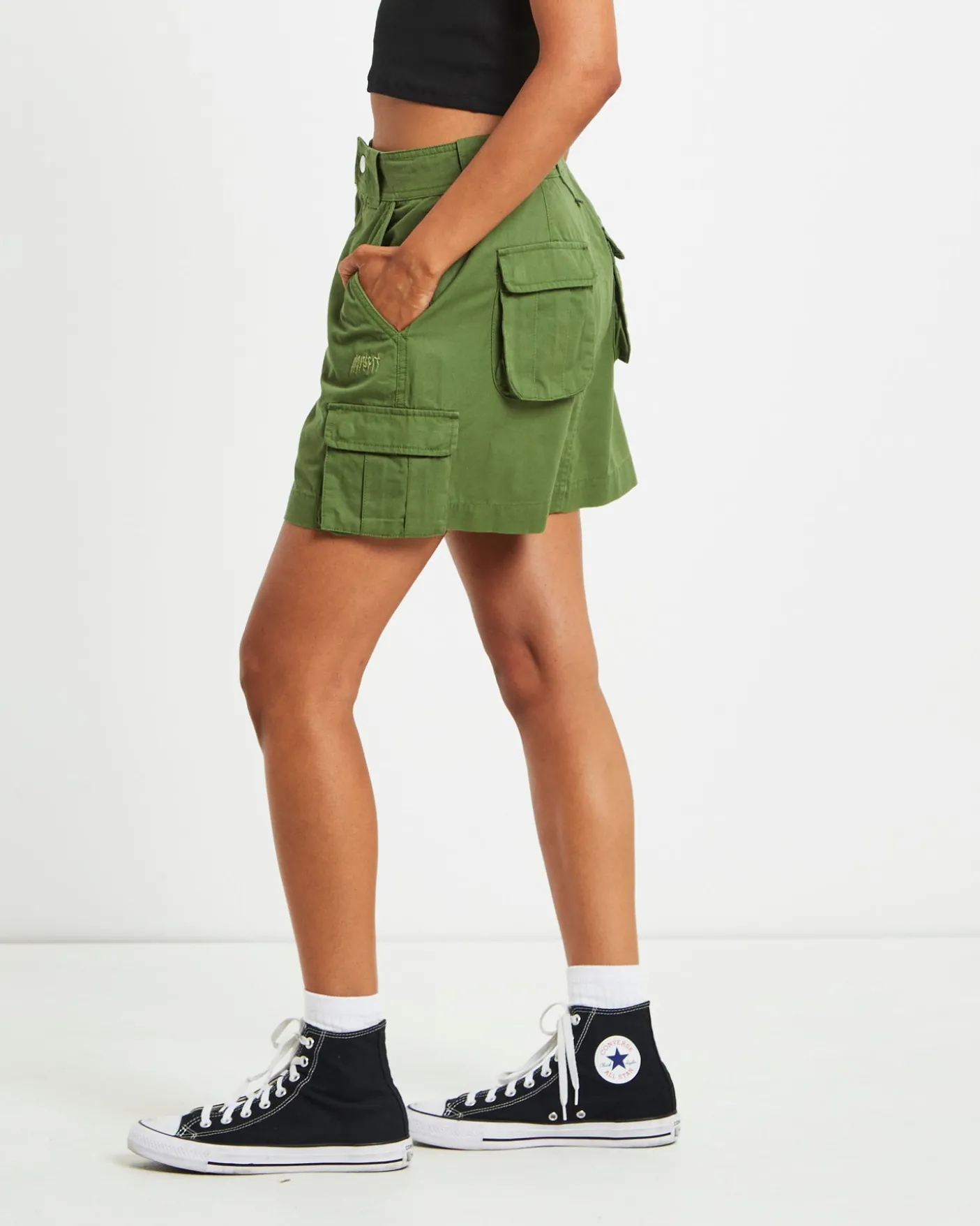 Water Pipe Cargo Mini Skirt in Khaki