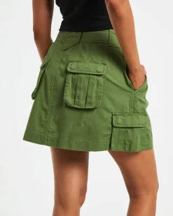 Water Pipe Cargo Mini Skirt in Khaki