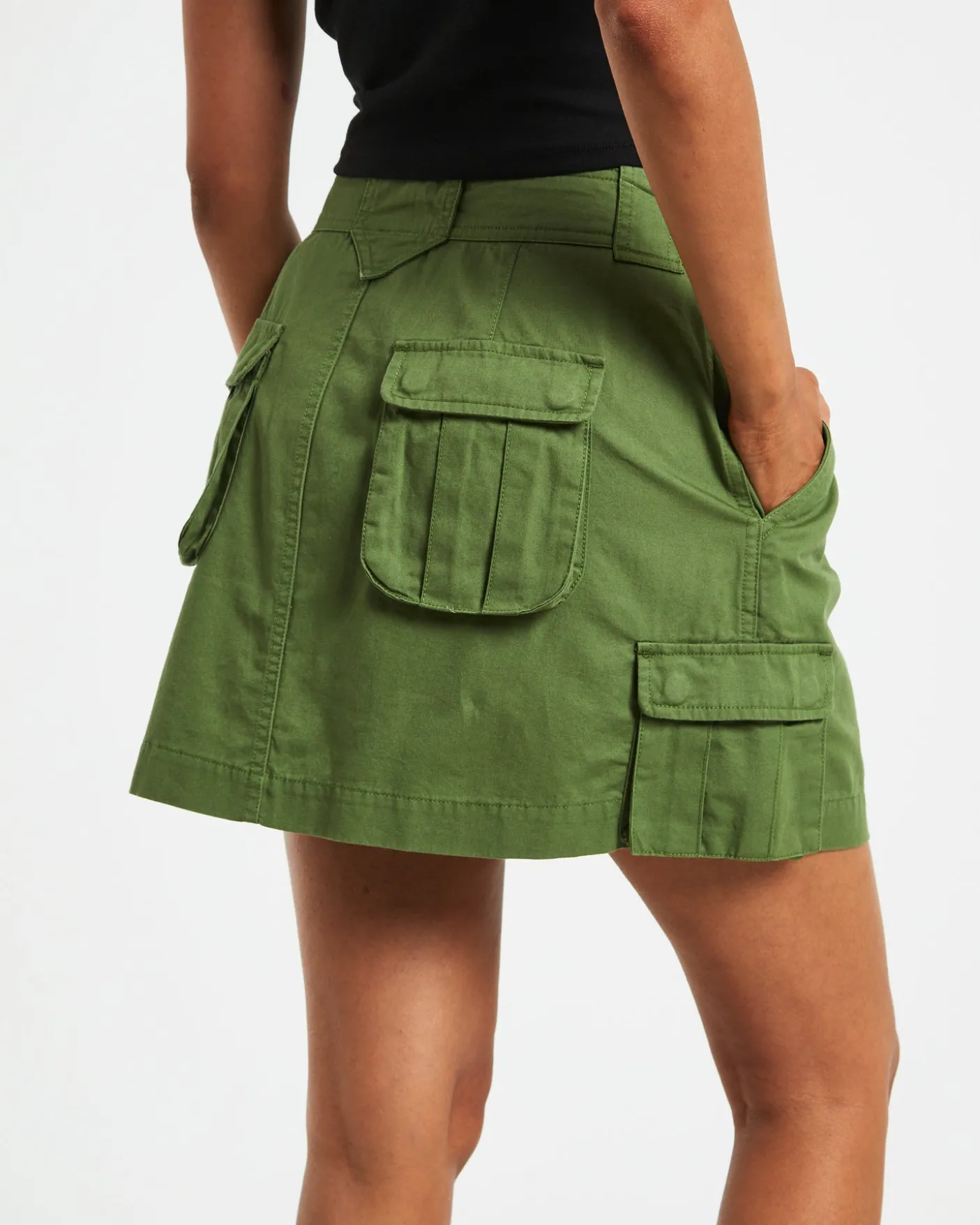 Water Pipe Cargo Mini Skirt in Khaki