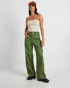 Water Pipe Cargo Pants in Khaki Green