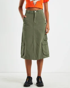 Waterpipe Midi Cargo Skirt Khaki
