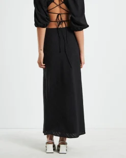Wren Wrap Midi Skirt in Black