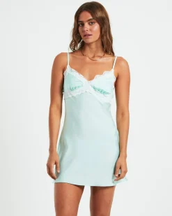Xia Contrast Lace Trim Mini Dress in Mint