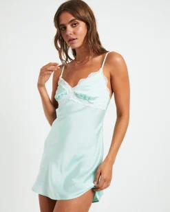 Xia Contrast Lace Trim Mini Dress in Mint
